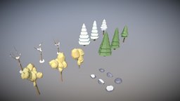 Low Poly Trees mini-asset FREE DOWNLOAD trees, tree, forest, plants, winter, set, particle, generation, vegetation, nature, autumn, preset, vegetations, asset