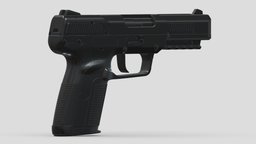 FN Five-seven High-poly rifle, grenade, assault, soldier, revolver, army, handgun, carbine, generic, semi, long, submachine, defense, equipment, firearm, vr, bullpup, ar, firearms, automatic, machine, battle, pistol, sniper, launcher, personal, semi-automatic, weapon, asset, game, 3d, low, military, shotgun, gun, gear, war, light, multiple-barrel