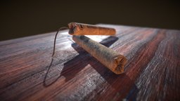 Explosive western, tnt, explosive, boom, fire, dynamite, weapon-3dmodel, phtotoshop, substanceexplosion, substancepainter, substance, low-poly, blender, pbr