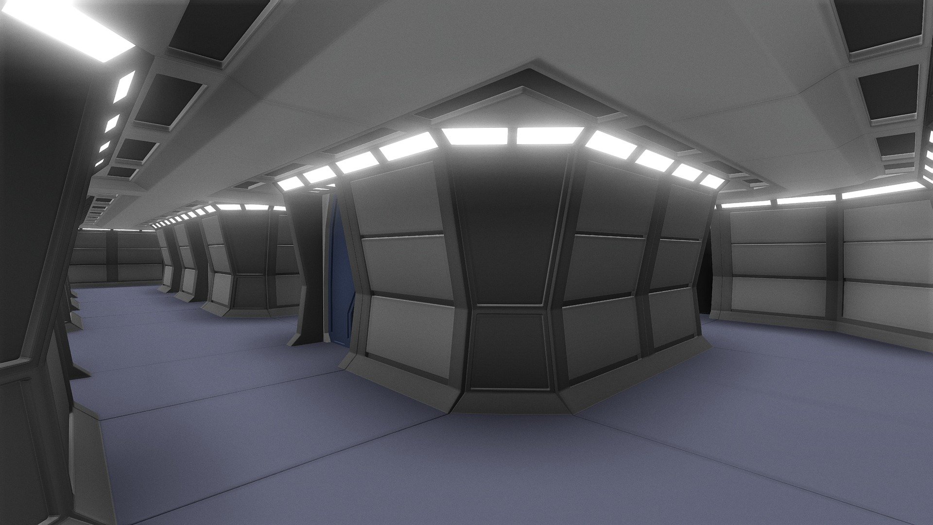 Star Trek Styled Modular Corridor, I wanted to create a modular corridor system that I could quikly form into different corridors for different animation scenes! (: - Modular Star Trek Corridor - 3D model by Robin Butler (@StarTrekGuy) 3d model