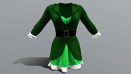 Female Green Jacket Dress Steampunk Outfit green, steampunk, cute, girls, jacket, clothes, with, spring, coat, summer, dress, realistic, real, sweet, beautiful, costume, belt, womens, outfit, wear, waist, pbr, low, poly, female, fantasy, strapless