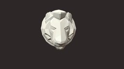 Lion Head low Poly cat, element, fine, mounted, lion, statue, head, artistic, baroque, curls, carnivora, art, decoration, sculpture