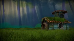 Old Hut in the woods forest, b3d, quest, cabin, oculus, vr, hut, virtualreality, hobbit, shack, woods, enchanted, krita, gloomy, virtualrealityart, substancepainter, blender, blender3d, dark, noai