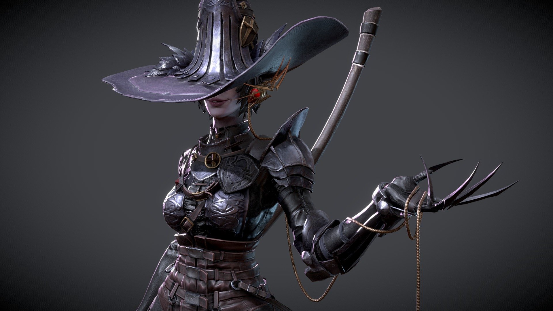 A game ready model of a Lady that charmed me with her Boodborne vibes. 
Check out my full project here!: https://www.artstation.com/artwork/8b5JWq

Wonderful Concept by JIANFENG XING 
https://www.artstation.com/artwork/lDGnXz

Scuplted and Posed in Zbrush, Retopo in Maya, Textured in Substance Painter - The Huntress - Game Ready Character - 3D model by Vivien Siemers (@vivien_siemers) 3d model