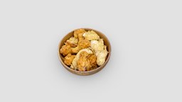 Fried chicken bowl bowl, meat, chicken, wings, 4k, korean, fried, foodscan, chickenwing, friedchicken, lowpoly