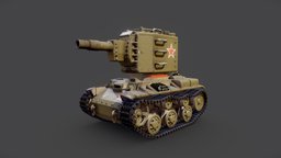 KV 2 toon, cute, soviet, heavy, russian, tank, 2, ussr, kv, kv-2, substancepainter, blender, stylized, warkarma