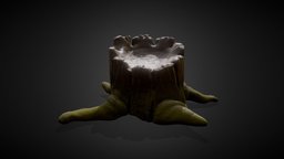 Stylized Stump tree, plant, forest, prop, ready, trunk, bark, nature, bush, stump, jungle, game-ready, root, substancepainter, substance, asset, game, wood, stylized, environment