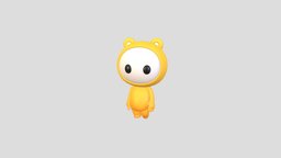 Character264 Rigged Mascot bear, baby, toy, mascot, doll, mammal, rig, brand, ear, yellow, kawaii, character, cartoon, animal, monster, fantasy, anime, funny, noai, jobi