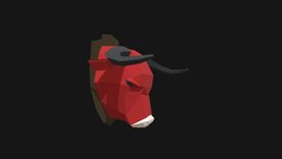 Bull trophy head cow, paper, papercraft, bullet, head, trophy, pepakura, lowpoly, low, poly, model, home