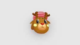 Cartoon elk glove Low-poly 3D model cute, kids, xmas, child, christmas, day, festival, holiday, reindeer, decorations, gloves, lowpolymodel, character, handpainted, cartoon, animal, stylized, decoration, clothing