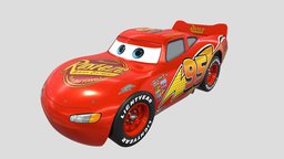 LIGHTNING MCQUEEN wheel, transportation, paint, speed, pixar, suspension, window, sportscar, subdivision, tyre, reflection, hood, disney, metal, eyes, rubber, movie, championship, lightning, mcqueen, exhaust, headlight, sticker, sponsor, taillight, decal, windshield, lightningmcqueen, render, character, handpainted, low-poly, cartoon, game, blender, vehicle, texture, model, racing, "car", "race", "gameready"