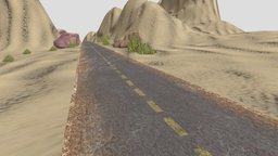 Desert Landscape with Road landscape, grass, terrain, track, vray, hill, desert, urban, highway, road, concrete, valley, way, sand, motorway, arizona, asphalt, car, street