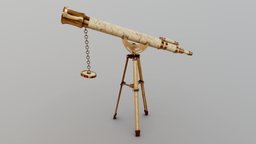 Telescope planet, autodesk, bronze, purple, telescope, stars, inside, chain, tripod, autodeskmaya, lenses, substance, substance-painter, space