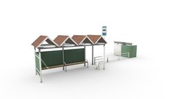 Roadside bus stop with toilet soviet, retro, bus, russian, busstop, toilet, old, ussr, roadside, denlog