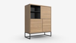 Cabinet with shelves 02 room, modern, storage, empty, wooden, stand, shelf, floor, furniture, drawer, living, cabinet, organizer, 3d, pbr, design, wood, interior, wall