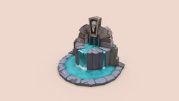 Hand Painted Skull Waterfall fountain, handpainted, cartoon, art, stylized