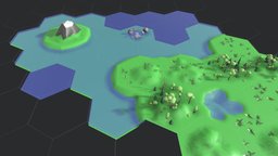 Lowpoly Hex Terrain world, hexagon, forest, grass, terrain, tile, b3d, hex, rocks, mountain, water, procedural, civilization, shoal, 4x, strategygame, blender, lowpoly, simple, sea, environment
