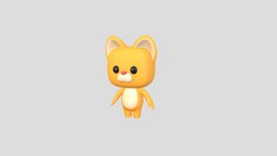 Cartoon Cat body, cube, cat, cute, pet, mascot, brand, yellow, meow, character, cartoon, animal, monster, fantasy, simple