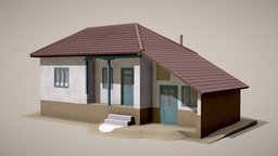 Balkan house from Faurei white, brick, small, windows, mud, big, romania, tiles, rural, bulgaria, balkans, balkan, house, village, dobrudjan