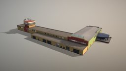 Airport Terminal USMM_Terminal_Nadym tower, room, railroad, control, airplane, exterior, airport, aircraft, hangar, station, terminal, rescue, gateway, passage, passageway, airbridge, teletrap, airlift, low-poly, building, poiceman, usmm, nadym